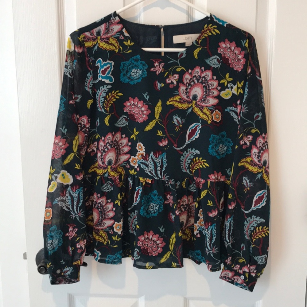 Loft Floral Peplum Top